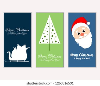 Vector illustration of Merry Christmas and Happy New Year greeting cards