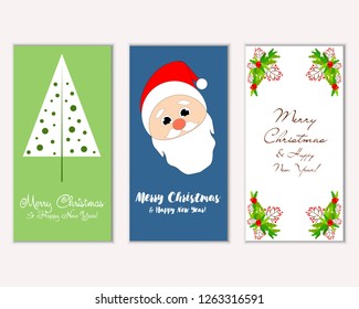 Vector illustration of Merry Christmas and Happy New Year greeting cards
