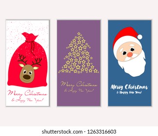 Vector illustration of Merry Christmas and Happy New Year greeting cards