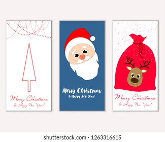 Vector illustration of Merry Christmas and Happy New Year greeting cards