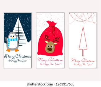 Vector illustration of Merry Christmas and Happy New Year greeting cards