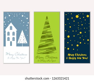 Vector illustration of Merry Christmas and Happy New Year greeting cards