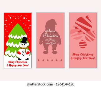 Vector illustration of Merry Christmas and Happy New Year greeting cards