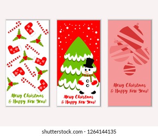 Vector illustration of Merry Christmas and Happy New Year greeting cards