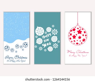 Vector illustration of Merry Christmas and Happy New Year greeting cards