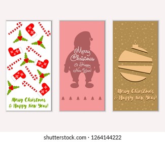 Vector illustration of Merry Christmas and Happy New Year greeting cards