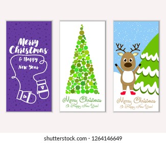 Vector illustration of Merry Christmas and Happy New Year greeting cards