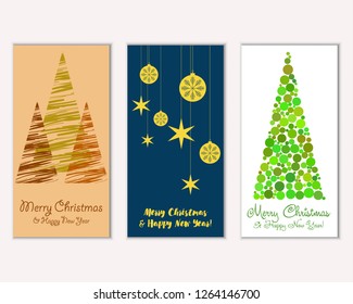 Vector illustration of Merry Christmas and Happy New Year greeting cards