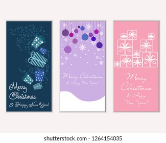 Vector illustration of Merry Christmas and Happy New Year greeting cards