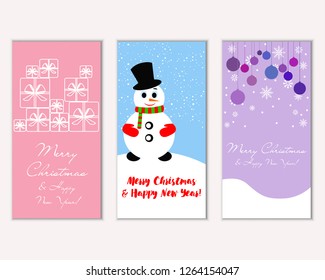 Vector illustration of Merry Christmas and Happy New Year greeting cards