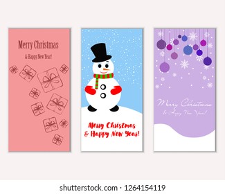 Vector illustration of Merry Christmas and Happy New Year greeting cards