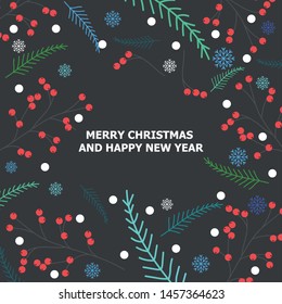 Vector illustration Merry Christmas and Happy New Year background in flat style