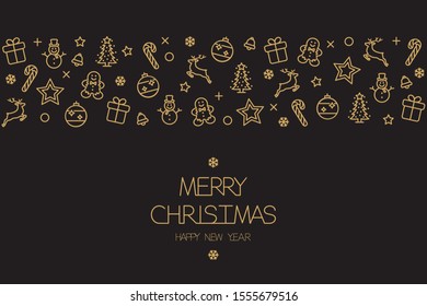 Vector illustration of Merry Christmas and Happy New year. Poster line design.