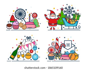 vector illustration of Merry Christmas and Happy New Year seasonal greetings background