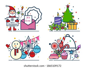 vector illustration of Merry Christmas and Happy New Year seasonal greetings background