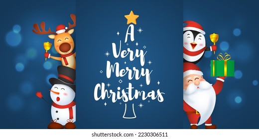 Vector illustration of Merry Christmas and Happy New Year greeting card
