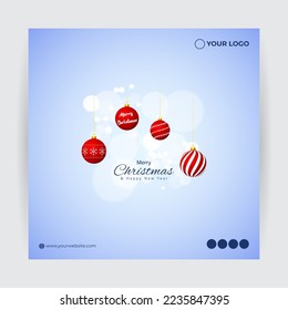 Vector illustration of Merry Christmas and Happy New Year greeting card
