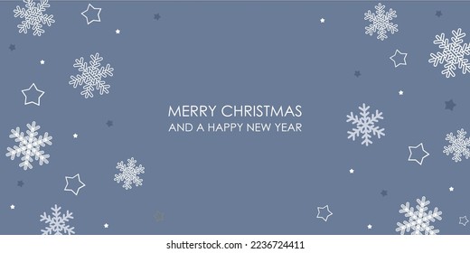 Vector illustration. Merry Christmas and a Happy New Year. Snowflake pattern. Banner, Christmas card, Flyer design, advertising, social media content, template
