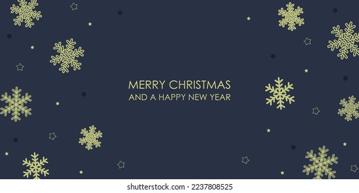 Vector illustration. Merry Christmas and a Happy New Year. Snowflake pattern. Banner, Christmas card, Flyer design, advertising, social media content, template