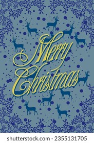 Vector illustration of Merry Christmas and Happy Holidays cards with New Year tree, reindeers, snowflakes, floral frames and backgrounds design. Modern universal artistic templates.social media,church