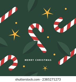 Vector illustration Merry Christmas and Happy New Year modern card. greeting card, party invitation card, gift, candy cane, pattern website banner, social media banner, marketing material, poster.