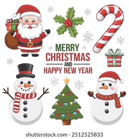 A vector illustration of a merry christmas and Happy new year
