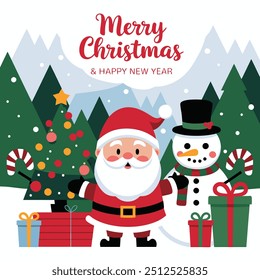 A vector illustration of a merry christmas and Happy new year