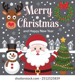 A vector illustration of a merry christmas and Happy new year
