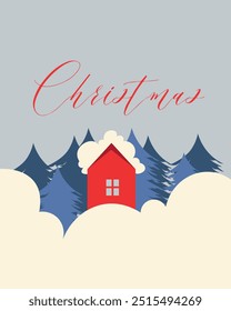 Vector illustration. Merry Christmas, Happy New Year poster, postcard, banner. Modern design, minimalism.
