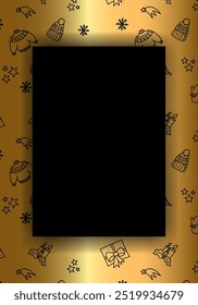 Vector illustration. Merry Christmas and Happy New Year background, copy space for text. Hand drawn New Year and Christmas symbols in sketch style for cards, wedding invitations, party invitation.