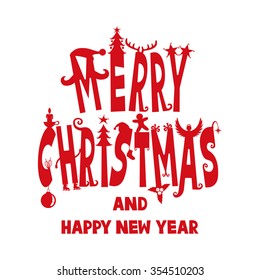 Vector illustration. Merry Christmas and Happy New Year.