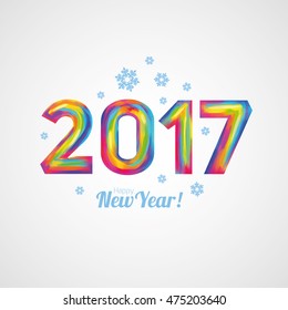 vector illustration. Merry Christmas and Happy New Year. colorful 2017. graphic design watercolor imitation. design elements for flyers, posters and cards