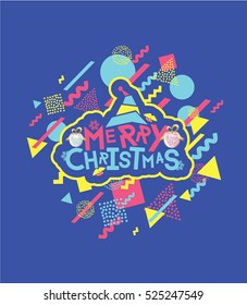 vector illustration. Merry Christmas and Happy New Year 2017. The sale stylish minimalist geometric pattern of colorful figures. Hand lettering
