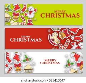 vector illustration. Merry Christmas and Happy New Year 2017 design elements for design of gift cards, brochures, flyers, leaflets, posters