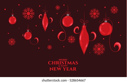 vector illustration. Merry Christmas and Happy New Year 2017 design elements for design of gift cards, brochures, flyers, leaflets, posters.