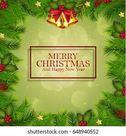 Vector illustration of Merry Christmas and Happy New Year