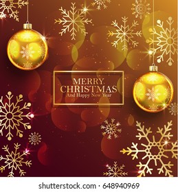 Vector illustration of Merry Christmas and Happy New Year