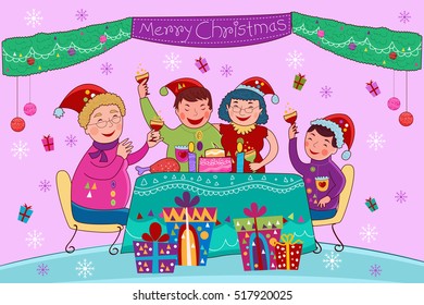 vector illustration of Merry Christmas holiday celebration background