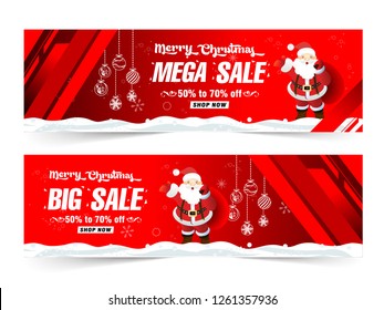 vector illustration of merry Christmas Mega sale banner for shop, website,