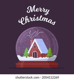 Vector illustration of merry christmas. Postcard for New Year or Christmas. 