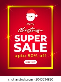 Vector illustration of Merry Christmas sale banner, shop now, Christmas sale template for webs