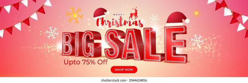 Vector illustration of Merry Christmas sale banner, shop now, Christmas sale template for webs