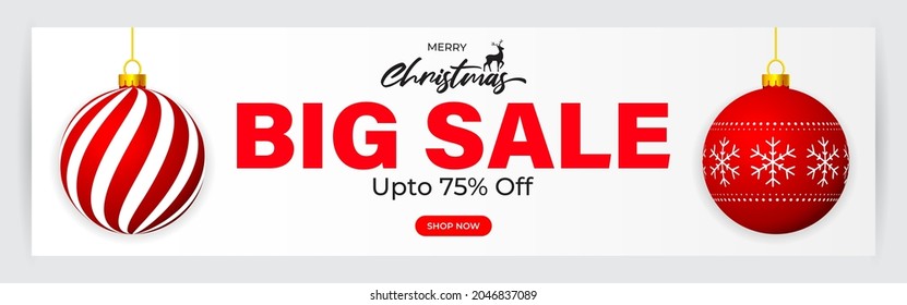 Vector illustration of Merry Christmas sale banner, shop now, Christmas sale template for webs