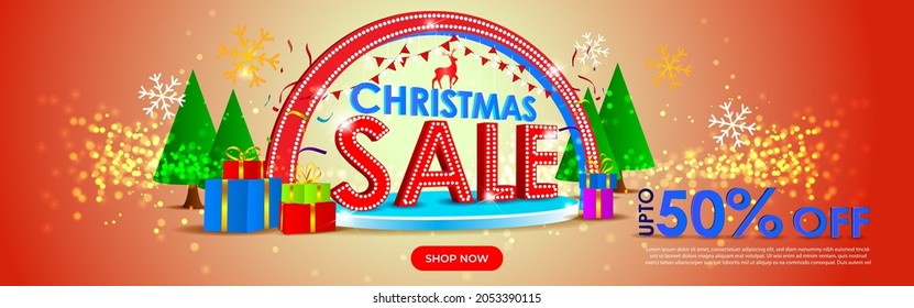 Vector illustration of Merry Christmas sale banner