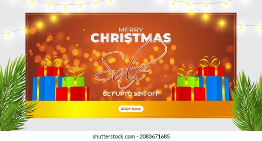 Vector illustration of Merry Christmas sale banner