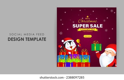 Vector illustration of Merry Christmas Sale social media feed template
