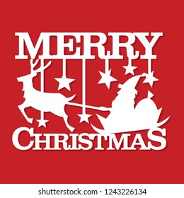 A vector illustration of a merry christmas santa scene paper cut.