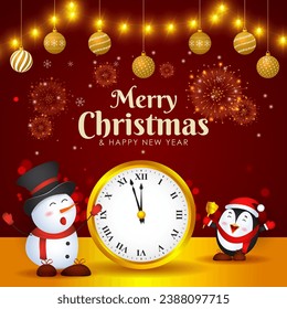 Vector illustration of Merry Christmas social media feed set template