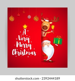 Vector illustration of Merry Christmas social media feed set template