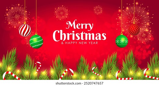 Vector illustration of Merry Christmas social media feed template